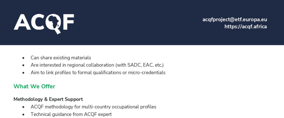 ACQF Call for Partnerships