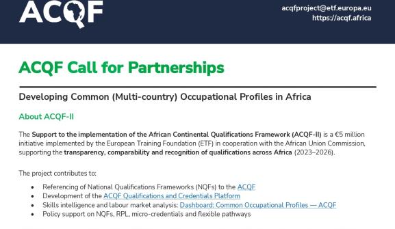 ACQF Call for Partnerships